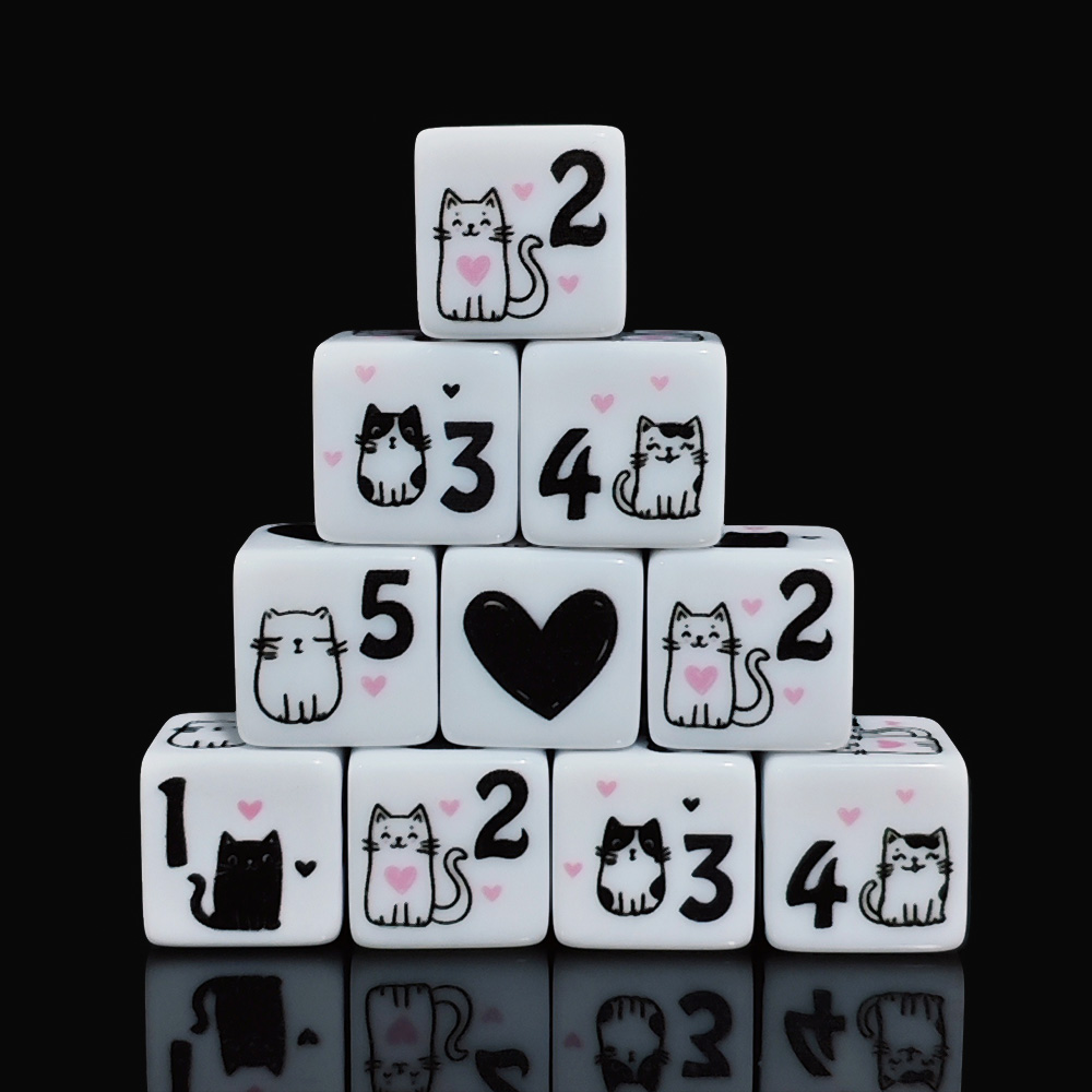 12Pcs/Set 16mm Cute Cat Dice,  - Board Game Rpg ulasan dan harga
